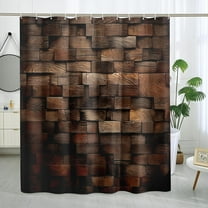 Brown Rustic Wood Shower Curtain Set, Farmhouse Style Wooden Shower Curtain Vintage Country Bathroom Decor Polyester Fabric-60"W x 72"L (Pack of 1)