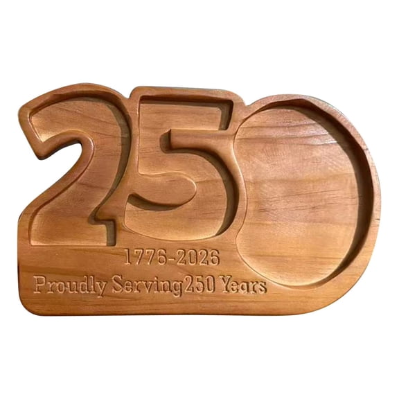 Brown Rustic Wooden Serving Platter, Commemorative Charcuterie Board for Independence Day, Entertaining and Home Display, 11X6In, 1Pcs