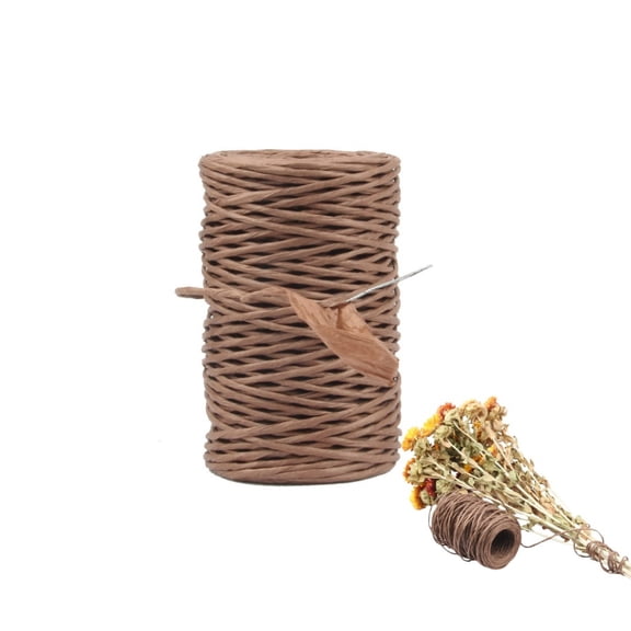 Brown Rustic Wrapping Wire,QZS Garland Vine Wrapping Tool for Florist,164FT Portable Twist Tie String for Wreath Making,Craft,1Pack