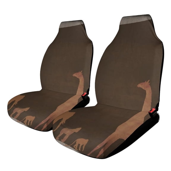 Brown Safari Jungle Zoo Animals Car Seat Cover Set Auto Front Bucket Cushion Protect Accessories 2 Piece