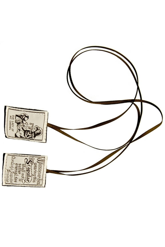 Brown Scapulars Our Lady of Mount Pattern Catholic Devotional Necklace for First Holy Communion and Confirmation