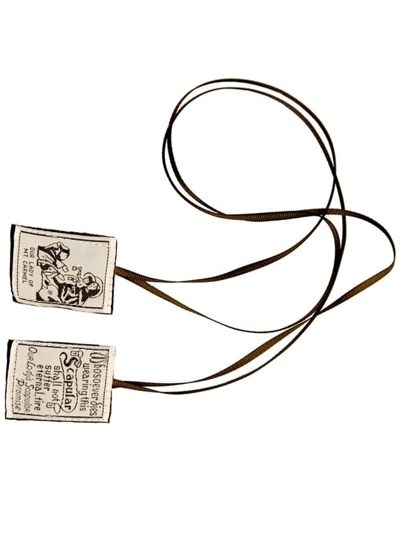 Brown Scapulars Our Lady of Mount Pattern Catholic Devotional Necklace for First Holy Communion and Confirmation