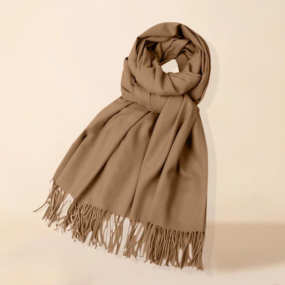 Brown Scarf Fleece Solid Color Imitation Scarf Versatile Fleece Scarf Warm Shawl