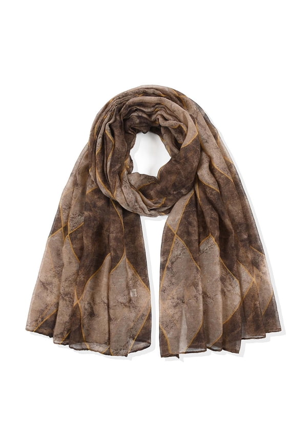 Brown Scarfs Scarf Women Fashion Tie-dye Diamond Check Printing Paris Gauze Scarf Tie Scarf Prevents In Cape Large Scarf