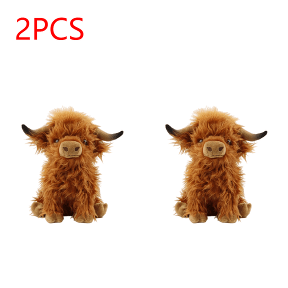 Brown Scottish Highland Cow Plush Toy Baby Cow Stuffed Animal Toy Cute Highland Cow Farm Plushie Birthday Gifts for Boys Girls