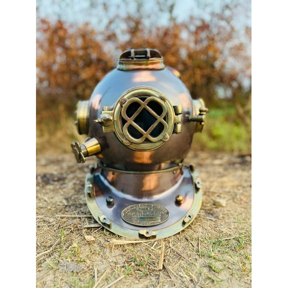 Brown Scuba Diving Helmet Mark V 18" Full Size Antique US Navy Brass Divers Helmet for Home Decor & Scuba Gift