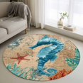 thumbnail image 1 of Brown Sea Seahorse Coastal Round Rug 3ft Washable Circle Entryway Rugs Non Slip Nautical Coral Ocean Vintage Area Rug Indoor Floor Carpet for Bedroom Kitchen Living Room Office Dining Room Nursery, 1 of 8