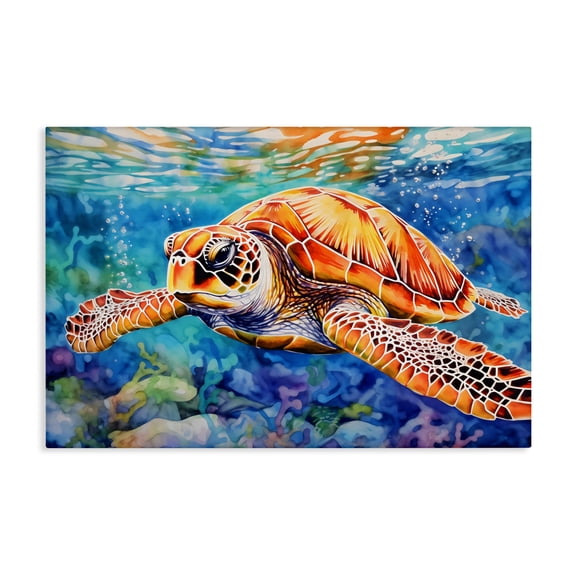 Stupell Industries Brown Sea Turtle Under Surface Canvas Wall Art, design by LSR Design Studio, 30 x 45