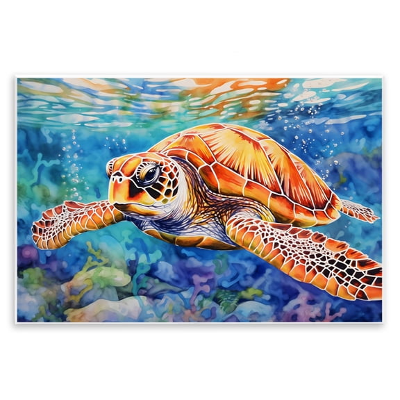 Stupell Industries Brown Sea Turtle Under Surface Wall Plaque Art, design by LSR Design Studio, 10 x 15
