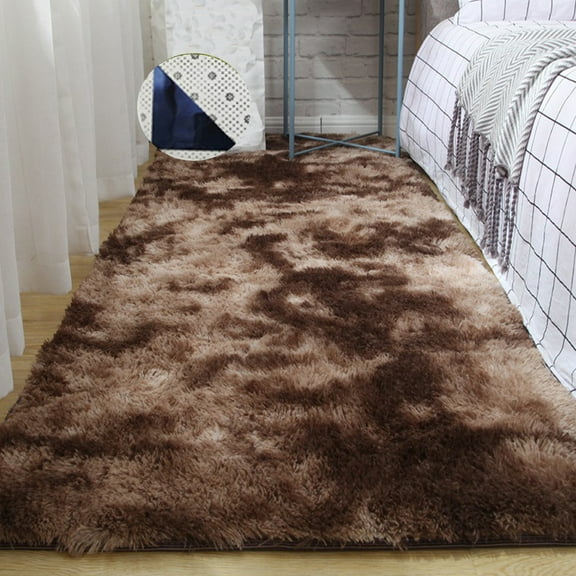 Brown Shaggy Area Rug 3.2 x 5.2ft Soft Comfortable Plush Furry Carpet Bedroom Living Room Non-Slip Backing Floor Rugs