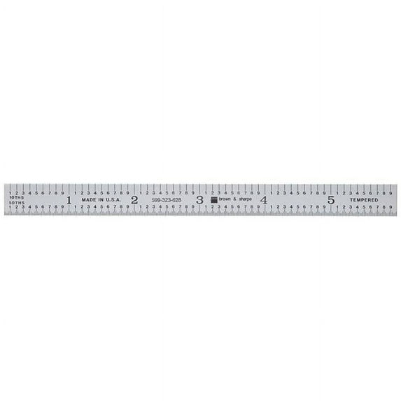 Brown & Sharpe 599-323-627 6 in. Series Chrome Finish Tempered Steel Rule