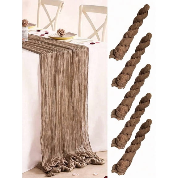 Brown Sheer Crinkle Table Runner Set Of 5 For Wedding Party Decor