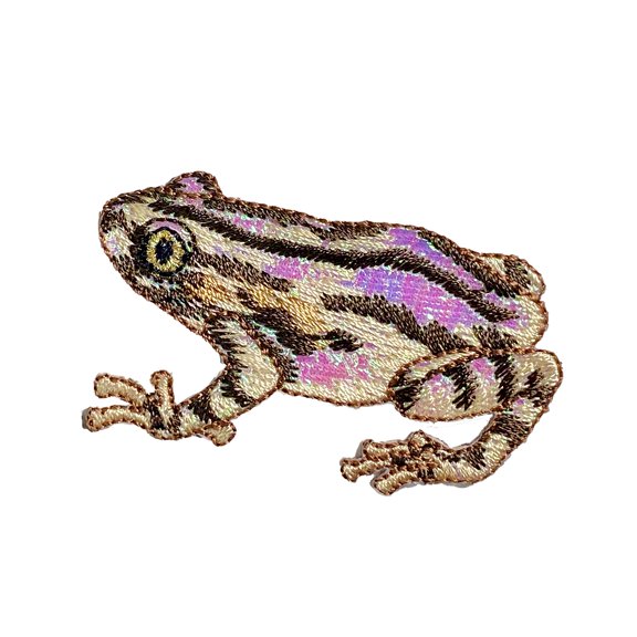 Brown Shimmery Frog, Facing Left, Embroidered Iron-on Patch