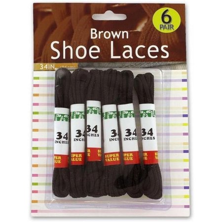 Brown Shoe Laces, 6 Pair (1 Pack)