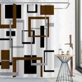 thumbnail image 1 of Brown Shower Curtain, Abstract Black Grey White Geometric Fabric Shower Curtain, Mid Century Modern Decor Waterproof Bathroom Curtain Shower Set with Hooks, 72 x 72, 1 of 1