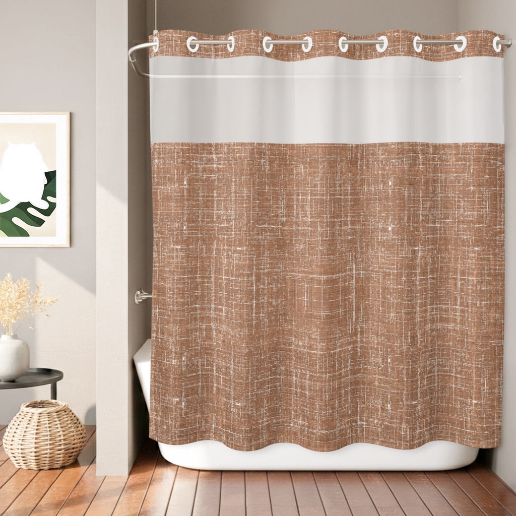 Brown Shower Curtain Abstract Modern Farmhouse Solid Color Waterproof brown-shower-curtain-abstract-modern-farmhouse-solid-color-waterproof