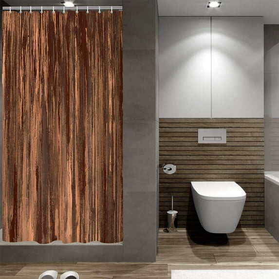 Brown Shower Curtain for Bathroom, Abstract Tan Shower Curtains, Rustic Small Abstract Fall Cool Vintage Ombre Design Bath Curtain Waterproof Fabric Shower Curtain Sets with Hooks