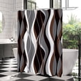 thumbnail image 1 of Brown Shower Curtain, Black and Grey Abstract Modern Bathroom Decor, Waffle Weave Textured Fabric Shower Curtain Set with Hooks, 72x72, 1 of 6