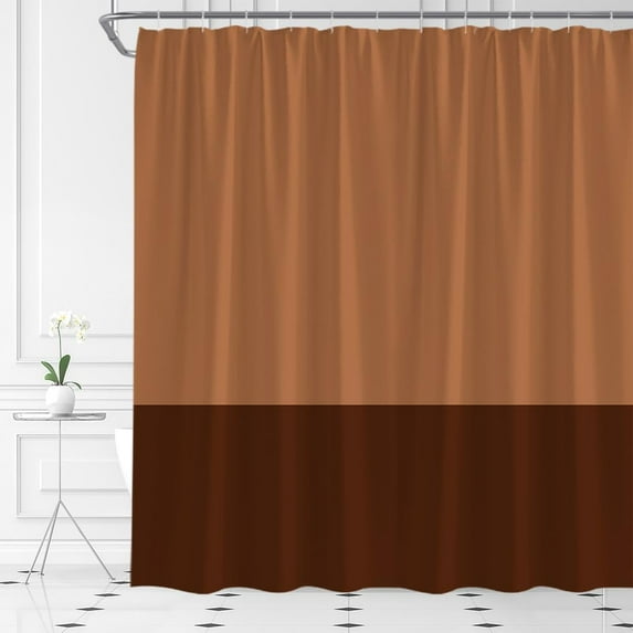 Brown Shower Curtain Boho Vintage Color Block Mid Century Modern Simplicity Textured Bright Natural Fabric Home Bathroom Decor with Hooks(72" WX72 H)