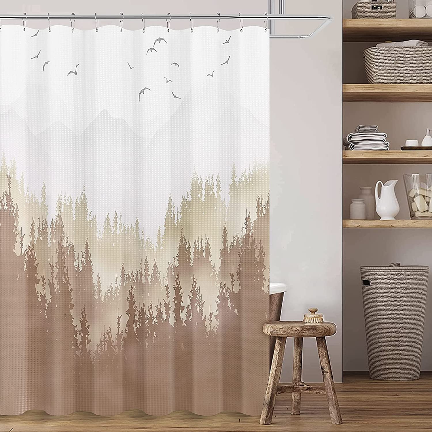 Brown Shower Curtain Forest Ombre Shower Curtain Set White Mountain