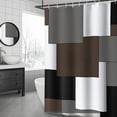 thumbnail image 1 of Brown Shower Curtain Modern Bathroom Accessories Decor Black Gray White Shower Curtain Set with 12 Hooks 72x72 Inches, 1 of 6