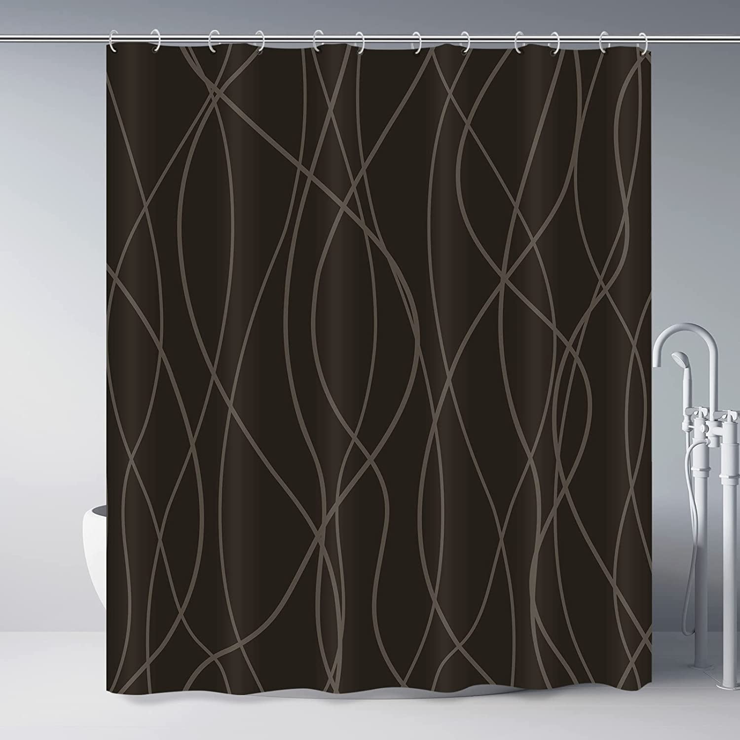 Ieskayiz Brown Shower Curtain Set, 72x72, Waterproof Polyester ...