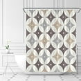 thumbnail image 1 of Brown Shower Curtains Grey Beige Abstract Geometric Tan Mid Century Modern Minimalist Simple Design Bathroom Decor Set With Hooks 72"W x 78"L (Pack of 1), 1 of 6