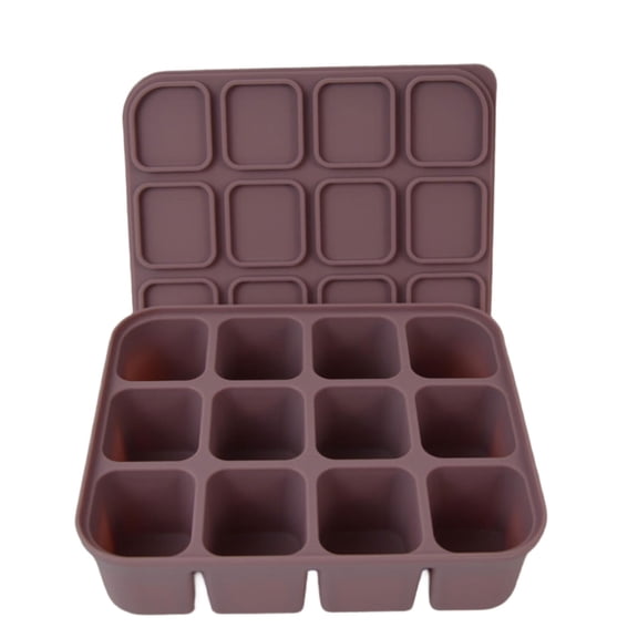Brown Silicone Ice Cubes Maker With Protective Lid, Perfect For Home Cooks And Quality Lifestyle Enthusiasts