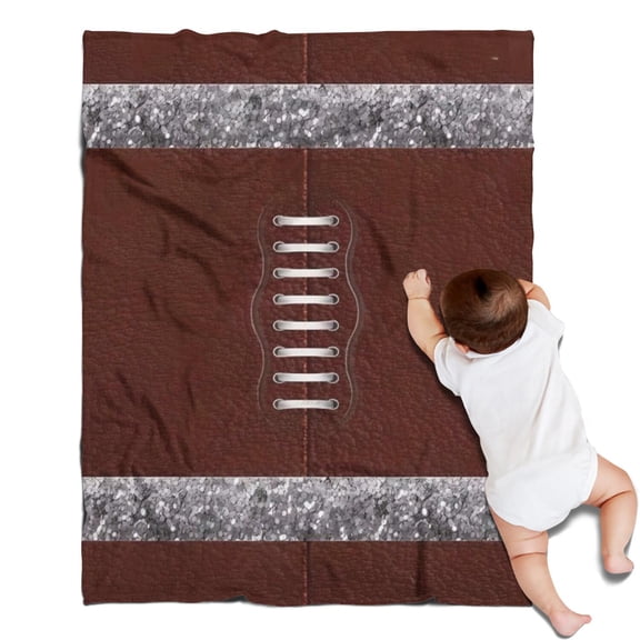 Brown Silver Football Pattern Blanket,Comfortable Soft Lamb Wool Throw Blanket,All Season,Warm Lightweight Blankets for Sofa Bed Couch Living Room Chair,30"x40"