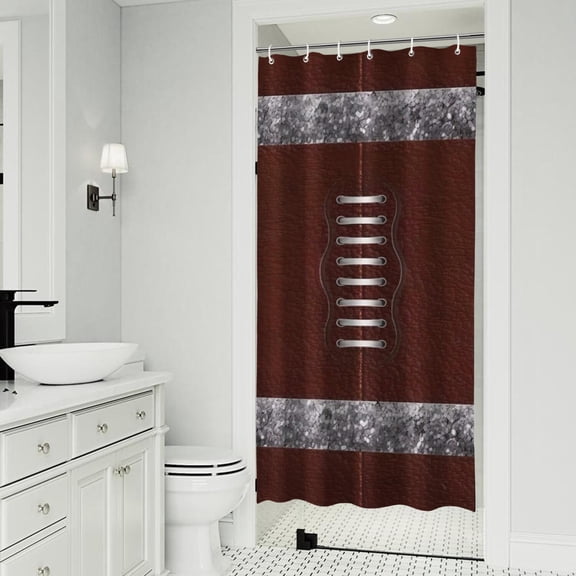 Brown Silver Football Pattern Shower Curtain 36"x72" ,Bathroom Decorative Shower Curtains Set with 12 Hooks,Modern Waterproof Washable Shower Curtain