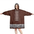 thumbnail image 1 of Brown Silver Football Pattern Wearable Oversized Blanket,Wearable Blanket Hoodie for Adults,Cozy Hooded Blankets with Super Pockets,Super Warm Fuzzy Pullover for Women & Men, 1 of 6