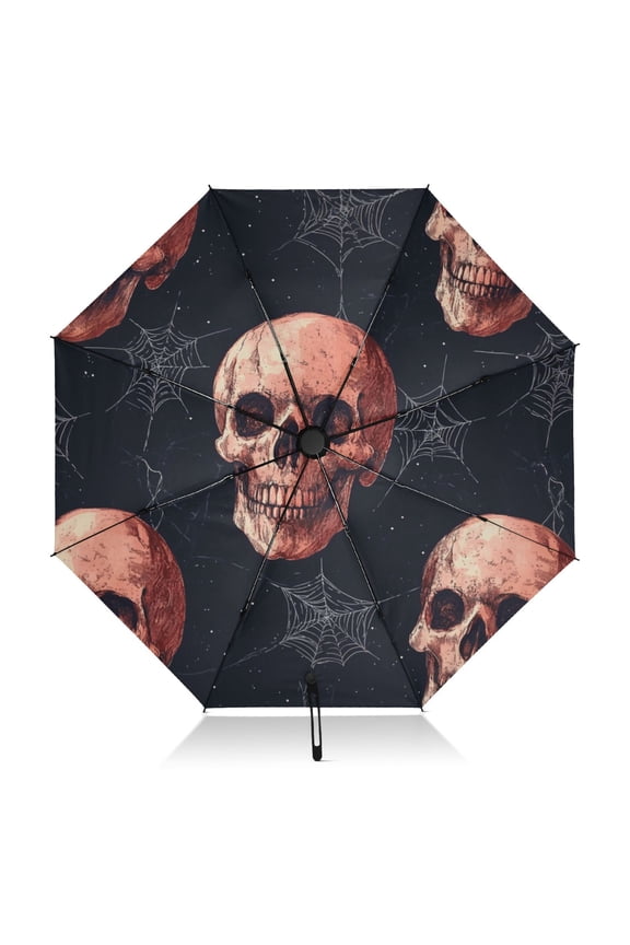 Brown Skulls Extra Large Automatic Umbrella, UV Protection, Waterproof, Auto Open and Close