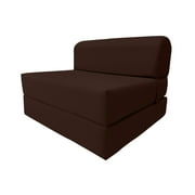 Brown Sleeper Chair Folding Foam Beds, Portable Studio Sofa Guest Bed, 6 x 32 x 70