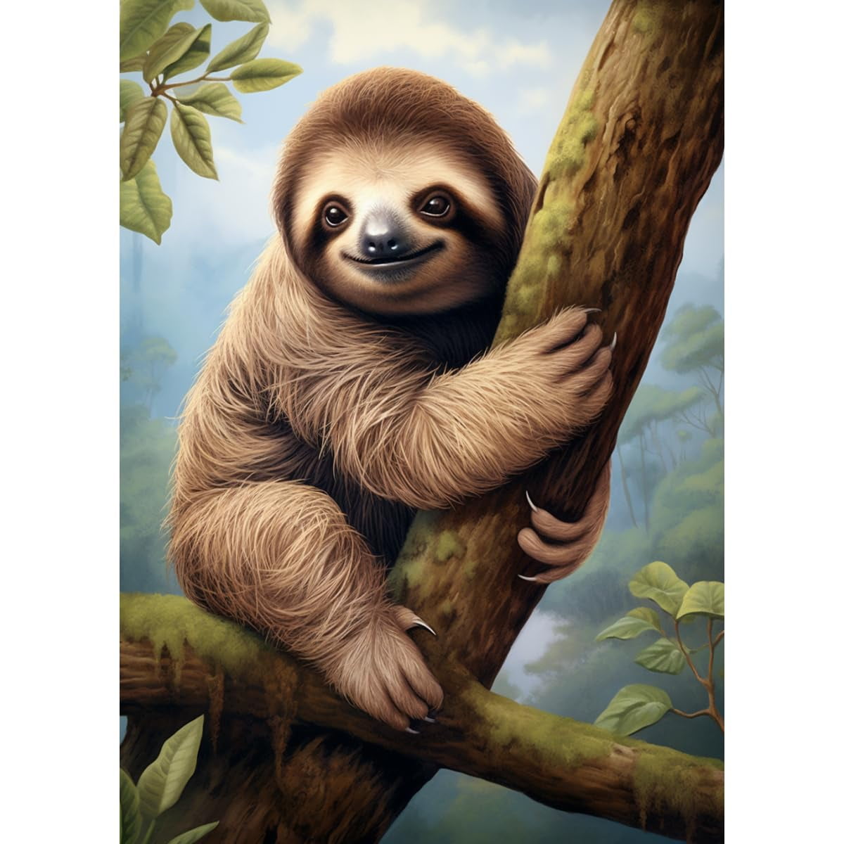 Soloth Kit Number Brown Sloth on Tree 5D Diamond Art DIY Paint with Full Drill Round ...