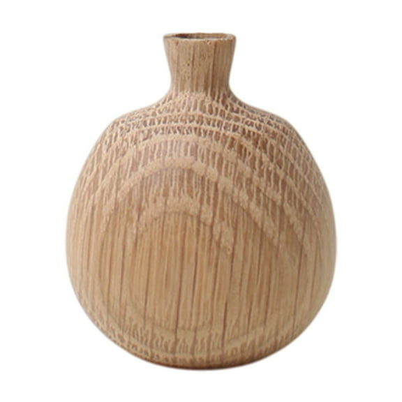 Brown Small Decorative Wooden Vase For Interior Decor Perfect For Displaying Dried Flowers Or As A Standalone Accent Style B