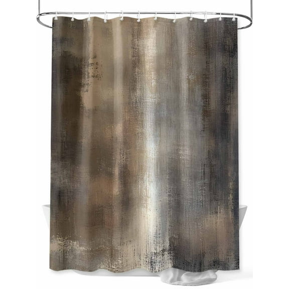Brown Small Stall Shower Curtain, Waterproof Shower Curtains for Bathroom, Abstract Art Modern Ombre Oil Painting Washable Fabric Cloth Bath Curtain for Bathtub Decoration with Hooks 36x72 Inches
