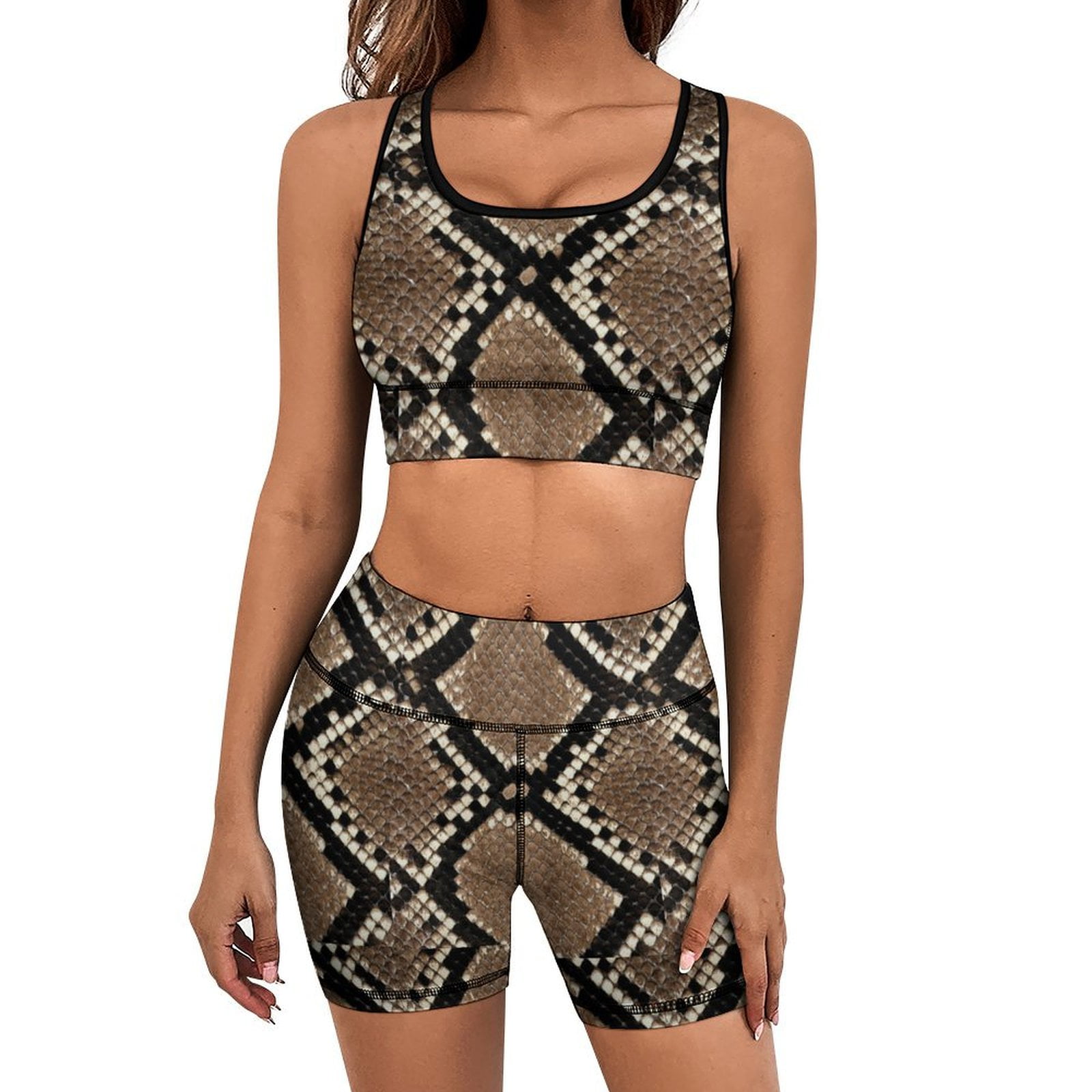 Brown Snake Pattern Working Out Sets for Women Workout Outfits for ...