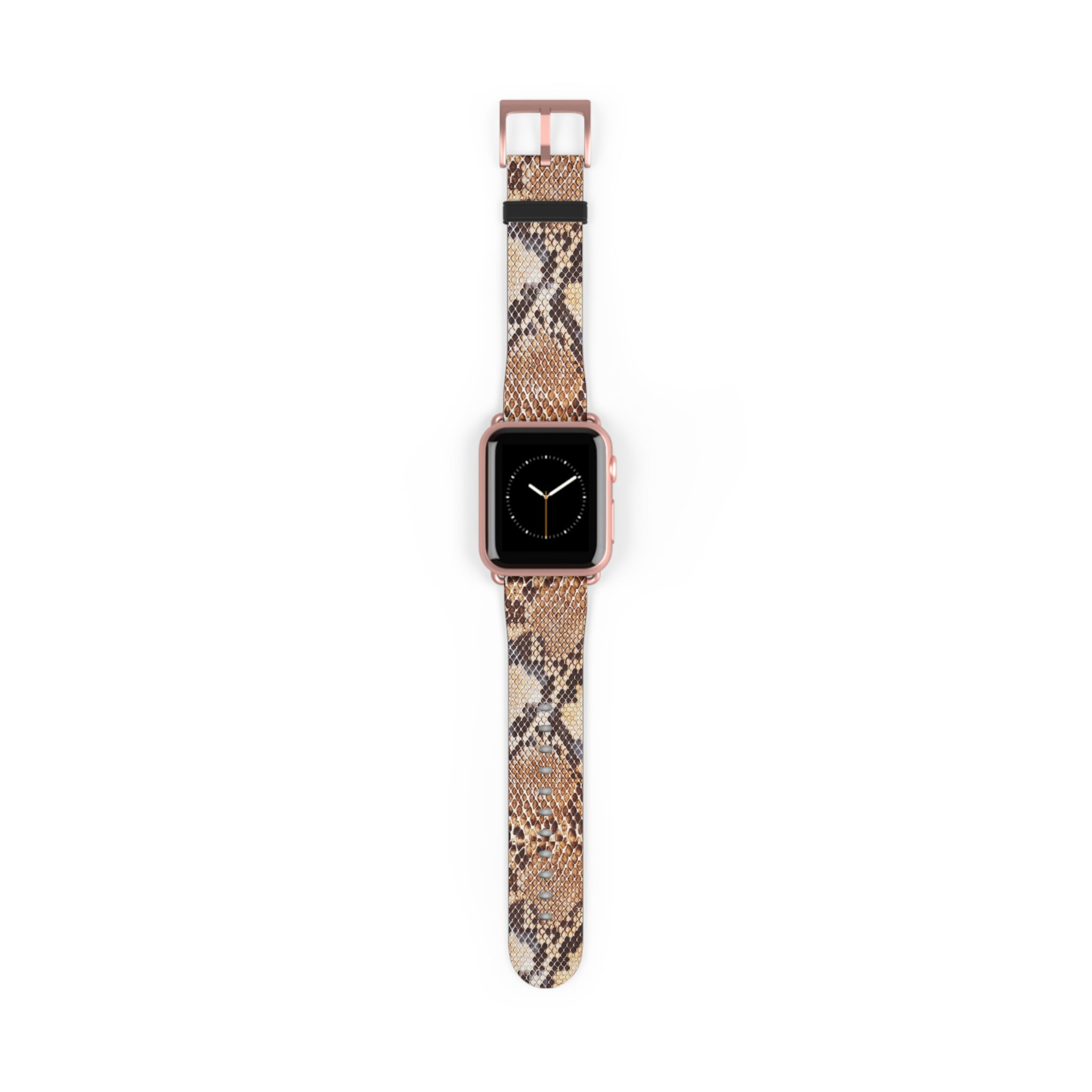 Brown Snakeskin Print Faux Leather Band For Apple Watch-Series 1-9