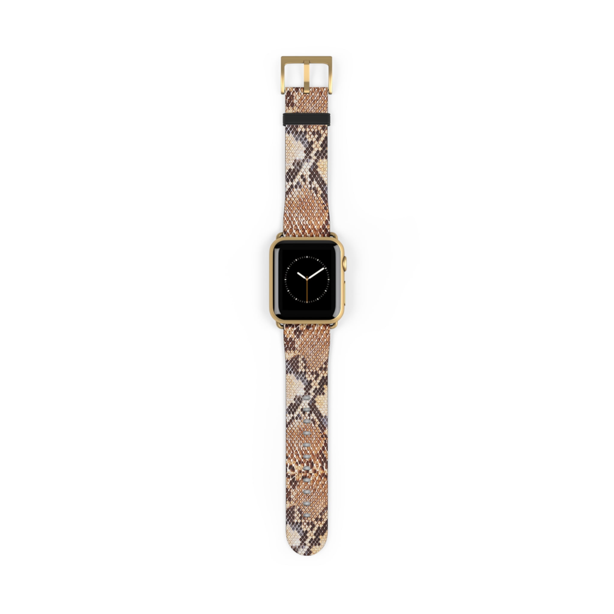 Brown Snakeskin Print Faux Leather Band For Apple Watch-Series 1-9