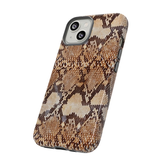 Brown Snakeskin Print iPhone 15 Case-iPhone-iPhone Case-Animal Print Case