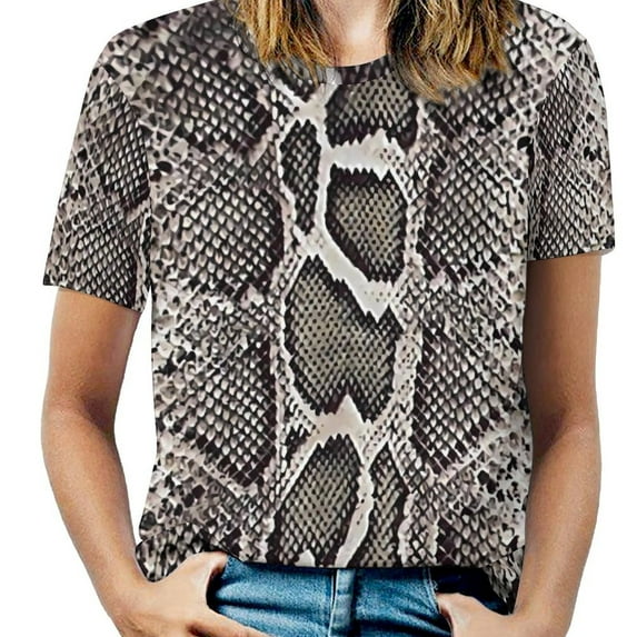 Brown Snakeskin T Shirt Animal Print Modern T Shirts Short Sleeve Tee Shirt Beach Design Tees Big Size 4XL 5XL