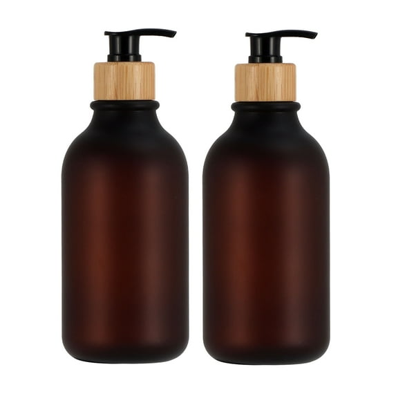 qolami Brown Soap Dispenser, 2 Pack Hand Soap Dispensers, Plastic Hand and Dish Dispenser for Kitchen, Refillable Liquid Soap and Lotion Dispensers Bottle