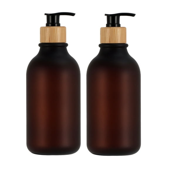 Brown Soap Dispenser, 2 Pack Hand Soap Dispenser Bathroom, Plastic Hand and Dish Dispenser Set for Kitchen, Refillable Liquid Soap and Lotion Dispensers Bottle