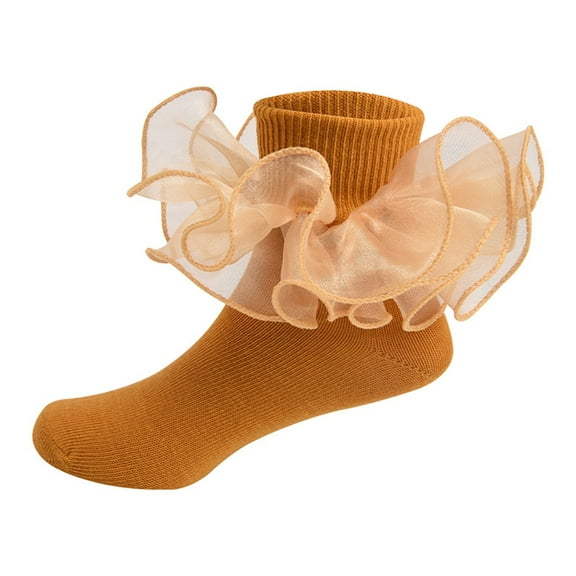 Brown Socks Children's Socks with Lace Ruffles Girls Ankle Socks Kids Dance Sock for Cute Baby Frilly Socken for Girls Sock