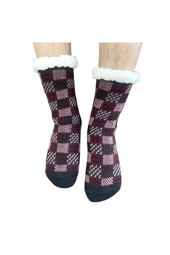 Brown Socks Men Slipper Fuzzy Socks Fluffy Cozy Cabin Warm Winter Soft Thick Comfy Fleece Non Slip Home Socks