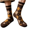 thumbnail image 1 of Brown Socks Winter Men Socks Diamond Lattice Terry Middle Tube Stocking, 1 of 6