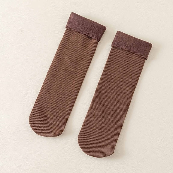 Brown Socks Women Casual Solid Plush Socks Warm Thickened Socks