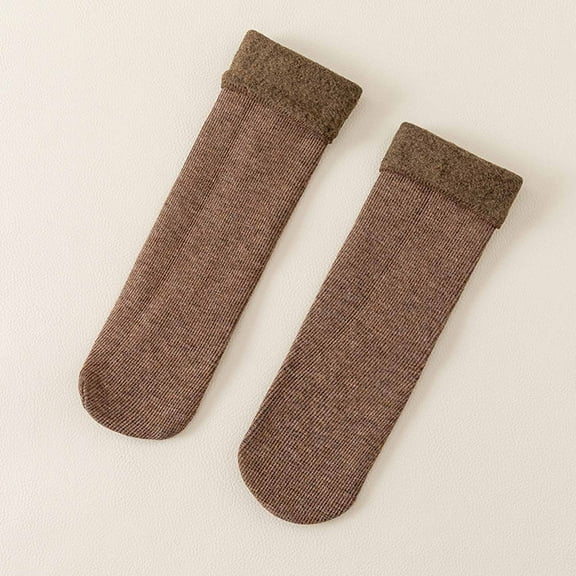 Brown Socks Women Casual Solid Plush Socks Warm Thickened Socks