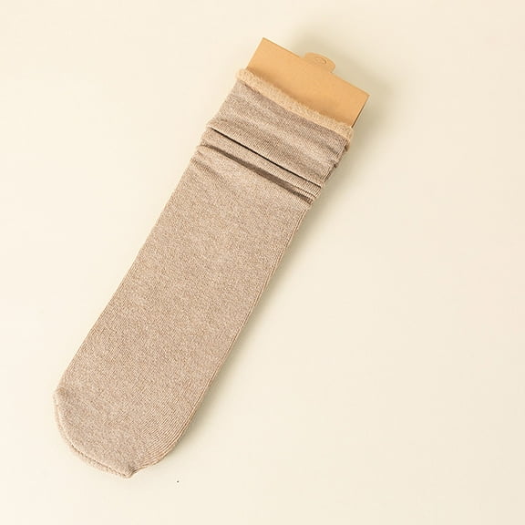 Brown Socks Women Winter Solid Thick Warm Socks Cozy Crew Socks