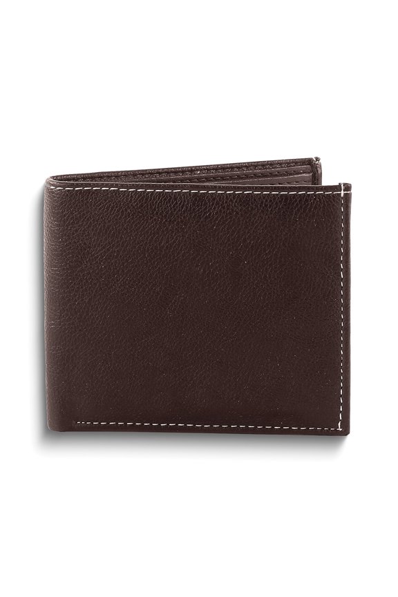 Brown Soft Vegan Leather 7-Slot Bi-Fold Wallet with Top Flap and 2 ID Windows
